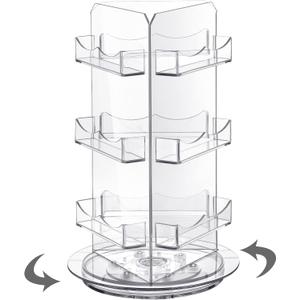 Spiareal Spinning Clear Business Card Holder 3.5" x 2" Acrylic Sticker Display Stand Appointment Cards Rotating Stand 3 Tier Brochure Display Holder for Tabletop Office Home Desk(5.9 x 9.8 Inch)
