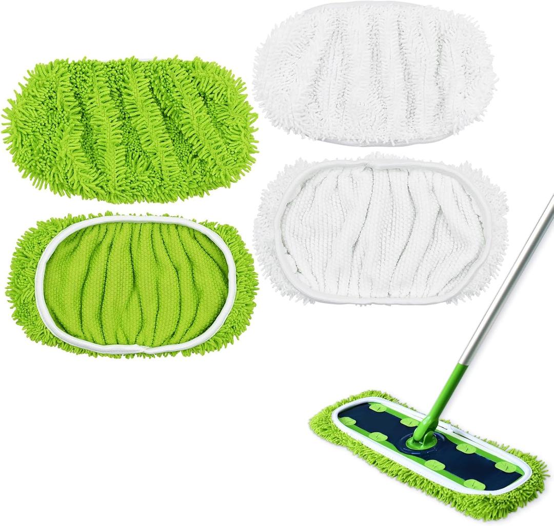 XL Mop Pads Compatible with Swiffer XL Sweeper, X-Large Dry Sweeping Cloths, XL Wet Pads Refills, Reusable Washable Microfiber Heavy Duty Wet Mopping Cloths for Hardwood Floor Cleaning, 4 Pack