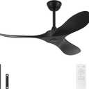 42'' Ceiling Fan No Light with Remote Control,Outdoor Ceiling Fan with DC Reversible and Silent Motor,3 Plastic Blades,Black Fan for Patios,Living Room,Bedroom