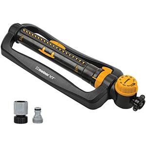 Melnor 65133AMZ XT Turbo Oscillating Sprinkler W/Timer, 4,500 sq. ft., Quick Connect Bundle, 2-Way Adjustable, Black, Yellow