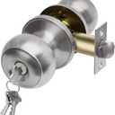 CML Hardware Keyed Entry Door Knob Set, Entrance Door Lock in Solid Stainless Steel for Exterior and Interior, Round Ball Handle, 1 Pack, Stain Stainless