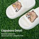 2 x XIXITIAO Capybara Slippers for Women Men,Capybara Cute Slides,Non Slip Quick Drying Bathroom Slippers,Funny Sandals, Capybara Shower Shoes (White)