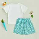Boys 4th Of July Outfit Flag Print T-shirt Plaid Shorts
