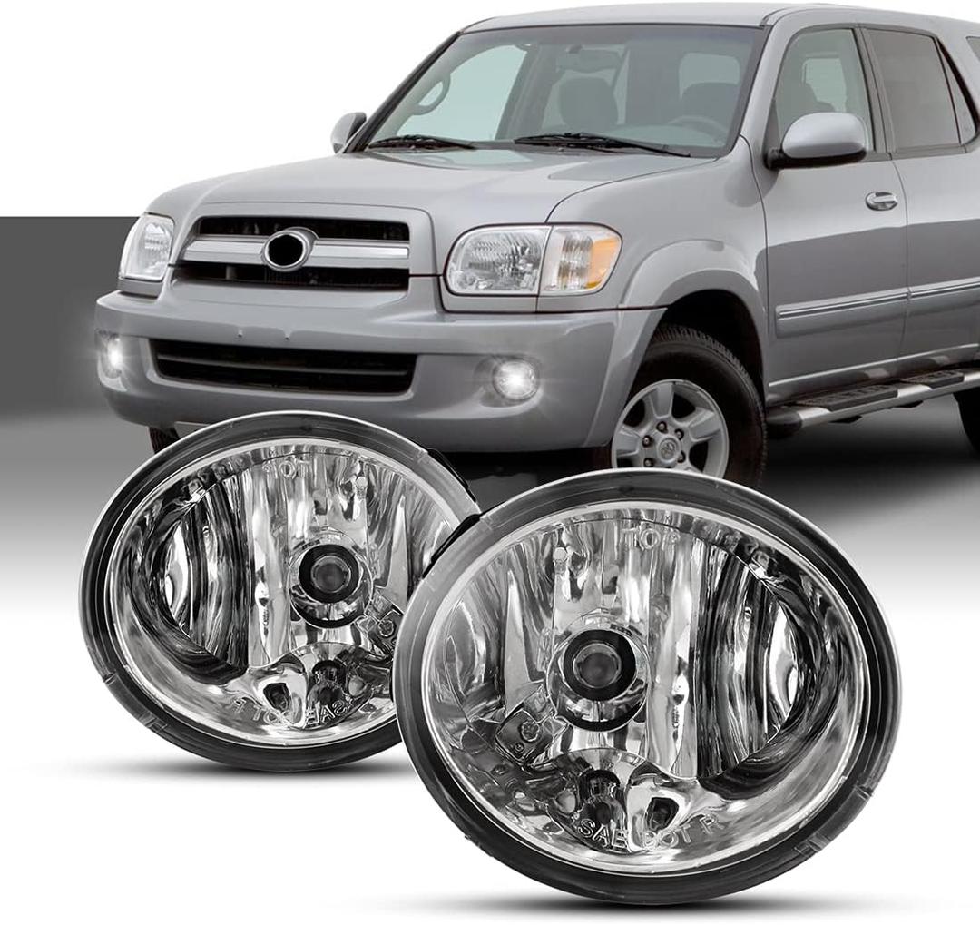 Nixon Offroad Fog Light Set for 2001-2007 Toyota Sequoia, 2000-2006 Toyota Tundra (Not Fit Steel Front Bumper Models) w/Bulbs + Wiring Kit + Switch, Driving Fog Light Assembly Clear Lens