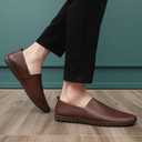 Men's Genuine Leather Loafer Shoes Slip On Soft Walking Driving Shoes, Around Size 10