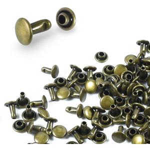 200Sets Leather Rivets, 6mm Double Cap Rivets Tubular Metal Studs Leather Rivets for Fabric Pet Collar Clothing Boots Belt Bags Accessories Crafts (6mm Bronze)