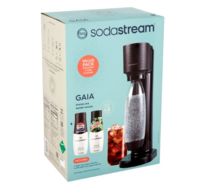 SodaStream Gaia Sparkling Water Maker, Black (Starter Kit)