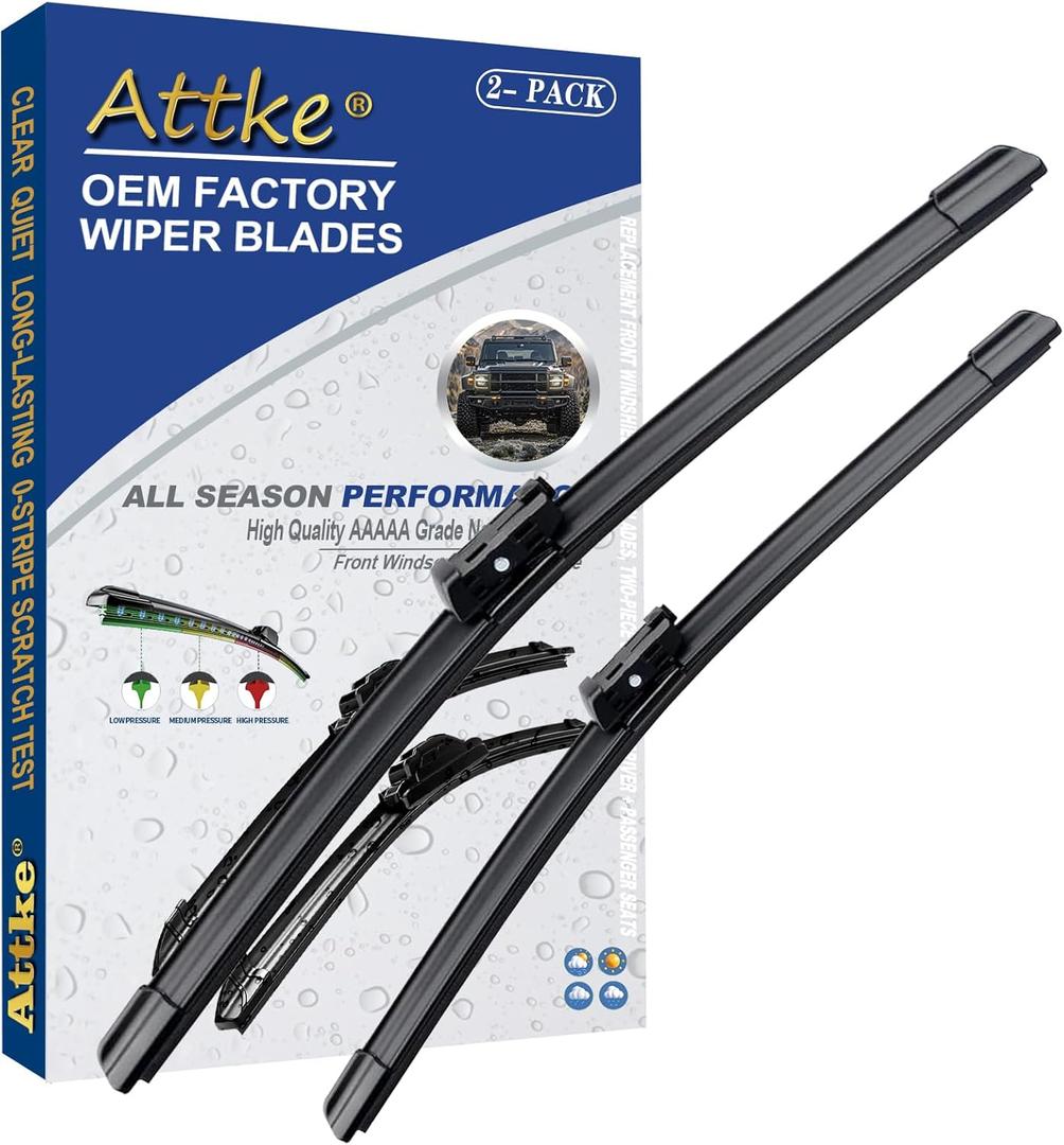 ATTKE Front Windshield Wiper Blades for Volkswagen Passat 2005-2011/Volkswagen Jetta 2005-2010/Scirocco 2008-2017/Genuine Replacement Wiper Blade Set 24"/19" (Set of 2)
