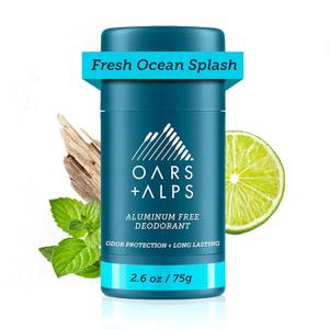 Oars + Alps Aluminum Free Deodorant for Men and Women, Dermatologist Tested and Made with Clean Ingredients, Vegan, Fresh Ocean Splash, 1 Pack, 2.6 Oz