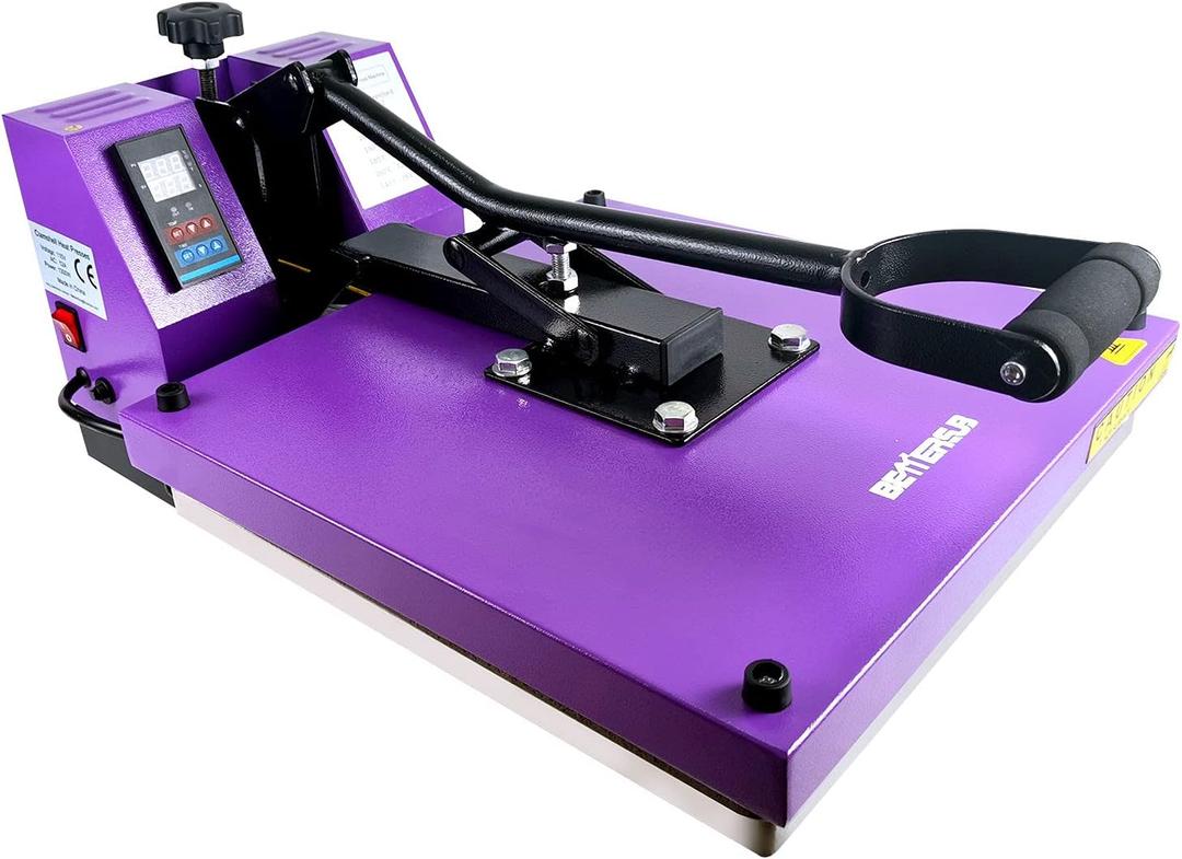 BetterSub 15x15 Industrial Heat Press Machine for T-Shirts, Sublimation, Transfers Digital LCD Control, Teflon Surface, Clamshell Design, Safe & Durable - Purple