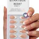 BTArtbox Press On Nails Short - Starlight Frost, 3D Gold French Tip Press On Nails with Glue and Adhesive Tabs for Women in 16 Sizes - 32 Soft Gel Glue On Nails Kit