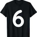 Number 6 Six Player Team Halloween Costume T-Shirt, Extra Large, Black 