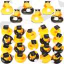 24 Pcs Mini Graduation Rubber Ducks with Graduation Tassel Cap and Certificate Glitter Gold Yellow Grad Duck Bulk for Pool Float Party Favors Decoration Classroom Reward Prize Gifts, 2 Inch