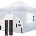 10x10 Pop Up Canopy-Instant Outdoor Tent with Roller Bag,4 Sand Bags&4 Sidewalls for Instant Tents,Waterproof Top Cover for Garden Patio Camping,White by DNKMOR