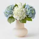 2PCS White & 2PCS 20" Light Blue Hydrangea Artificial Flowers Real Touch Faux Hydrangeas with Long Stem for Spring Home Decor Baby Shower Floral Arrangement Kitchen Party Wedding Xmas Decor