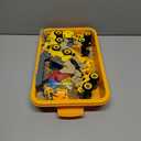 Construction Sandbox with Lid - 4 Vehicles with 1 Conveyor, 8 Castle Molds, 6 Figures & 3lbs Moldable Sand - Preschool Sensory Bin for Fine Motor Skills, Ages 3-6