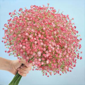 N&T NIETING Babys Breath Artificial Flowers Bulk, 24Pcs Fake Gypsophila Bouquet Flowers Real Touch Faux Babies Breath Arrangement for Wedding Floral Party Home Centerpieces Vase Decoration, Pink