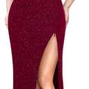 VFSHOW Womens Ruffle One Shoulder Formal Prom Gala Maxi Dress Evening Gown | V Neck, Bodycon, Sexy Ruched High Slit, Long Cocktail Wedding Guest Dresses, Party, Bridesmaid, Sparkly Dark Red, XS
