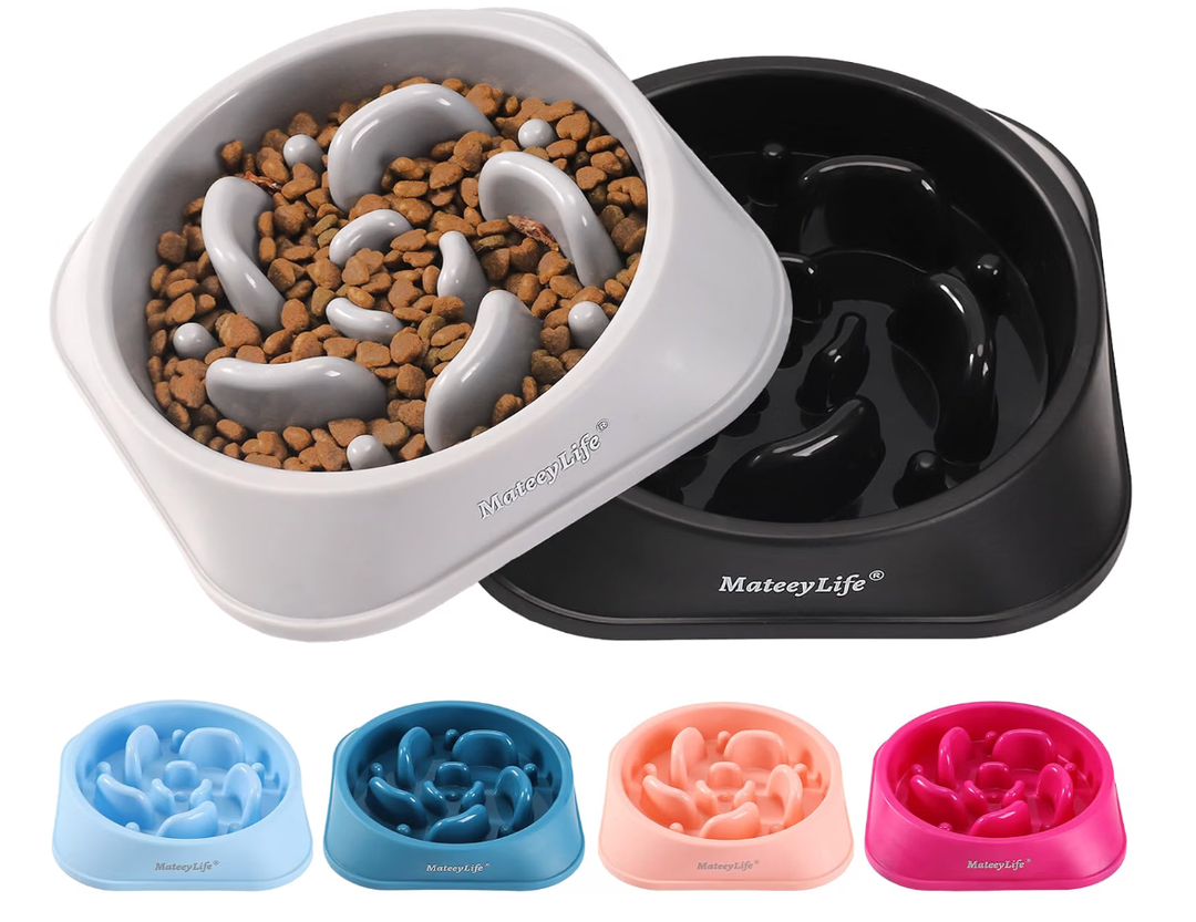 MateeyLife 2-Pack Slow Feeder Dog Bowls, 2 Cups, Dog Puzzle Feeder Bowl