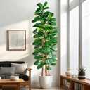 Artificial Fiddle Leaf Fig Tree 7FT, Faux Fig Tree Indoor with Natural Wood Trunk & Realistic Leaves with Moss Pot Fake Ficus Tree Large Faux Floor Plant for Living Room Home Decor, House Plant