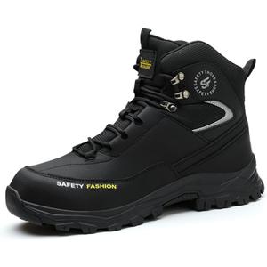 Work Boots for Men, Lightweight Breathable High Top Steel Toe Boots, Unbreakable Steel Toe Shoes, Non Slip Safety Work Shoes (Black) 41