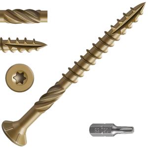 #10 * 2-1/4" Deck Screws, (180pcs) 2 lbs.Exterior Wood Screws, Rust Resistant epoxy Coated, Bronze, T25 Star Bit (Yellow)
