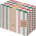Urban Villa Cloth Napkins Set of 12 20x20 Inches 100% Cotton Napkins Cloth Washable Durable Reusable Absorbent Table Dinner Napkins Cloth for Christmas Hotel Lunch Restaurant Parties -X MAS Checks (Red/Green/White)