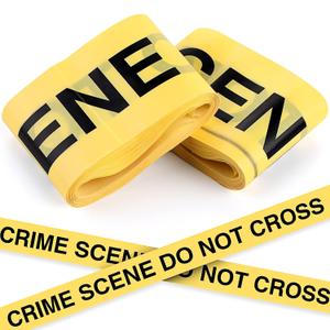 TaoBary 100 ft Crime Scene Tape Caution Barricade Halloween 2 Rolls Tearable Warning Tape Safety Bright Yellow for Christmas Wedding Party Indoor Decor Prop(Crime Scene)