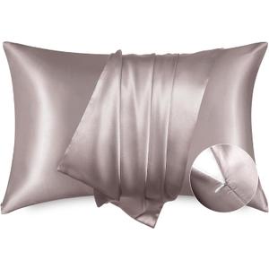 Bedsure Satin Pillowcase with Zipper, Similar to Silk Pillow Cases 2 Pack, Silky & Soft Satin Pillow Cases Standard Size for Hair and Skin, Dusty Rose Pillow Covers, Gifts for Women Men, 20x26 Inches
