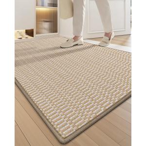 DEXI Front Door Mat 24x36, Non Slip Dirt Trapper Absorbent Doormat for Entryway, Low Profile Thin Entry Mats for Inside Entrance, Hallway, Porch, Beige