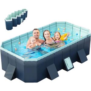 Foldable Pool, Non-Inflatable Swimming Pool for Kids, Adults and Pets, Large Portable Kids Pool for Outdoor Backyard Garden, 116"  65"  22"