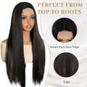 28 Inch Long Straight Honey Brown Wigs for Women, Heat Resistant Synthetic Hair Middle Part, Natural Looking Wig for Daily/Party/Cosplay