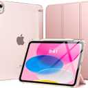 MoKo for iPad (A16) 11th Generation Case 11 Inch 2025 with Pencil Holder | For iPad 10th Generation Case 10.9 Inch 2022, Light Trifold Protective Cover with Hard PC Translucent Back Shell, Rose Gold