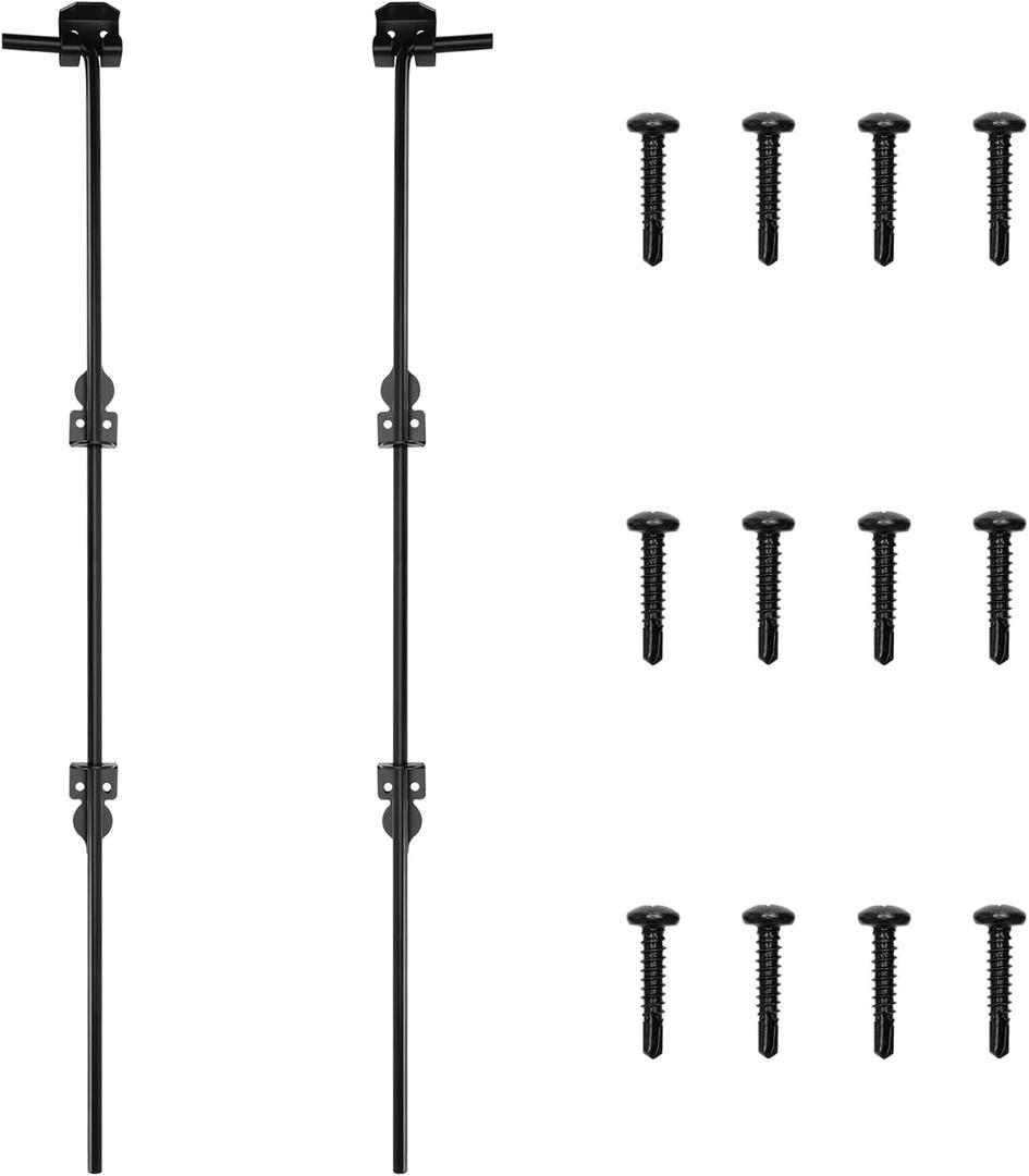 36 Inch Heavy Duty Gate Drop Rod for Gates,Gate Cane Bolt Drop Rod Hardware Ground Latch for Wooden Fences, 36 Cane Bolt Gate Drop Rod,Black Solid Steel(2 Pack for Gate Drop Rod)