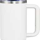 40 oz Tumbler with Handle and Straw Lid,Insulated Reusable Stainless Steel Water Bottle Travel Mug，Cupholder Friendly Double Wall Vacuum Sealed Cup (Snow)