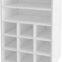 HAIOOU Shoe Cubby, 9-Cube Stackable Wood Shoe Rack Organizer 5-Tier Freestanding Wooden Shoe Stand with 2 Storage Shelf for 10-15 Pairs, Ideal for Apartment, Entryway, Closet Organization - White