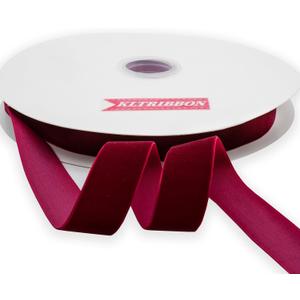 KLTRIBBON Nylon Velvet Ribbon Single Faced,1 Inch X 25Yards Spool (Wine)