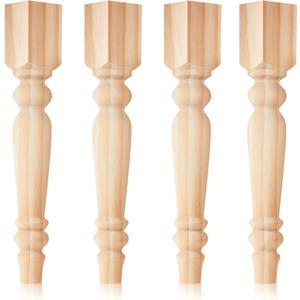 Threehoney 4 Pcs Farmhouse Table Legs, 14" x2.2'' Pine Dining Table Legs for Furniture Unfinished Wooden Furniture Dining Cottage Bench Coffee for DIY (Short)