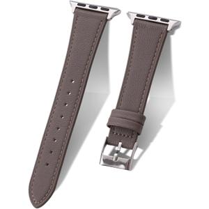 Soft French Goatskin Women Slim Leather Watch Band Compatible with Apple Watch, Thin Leather Strap Replacement for iWatch, Size: 42mm(Series 10/11)/41mm/40mm/38mm