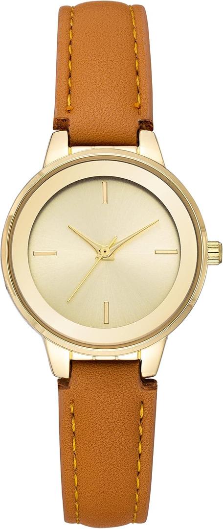 Amazon Essentials Women's Faux Leather Strap Watch