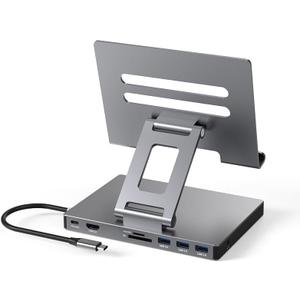 iPad Pro USB C Hub Stand, Adapter for iPad Pro M5 M3 M4 13 12.9 11 Inch iPad Air Docking Station 4K 60Hz HDMI, PD, SD/TF Card Reader, 3 USB 3.0, 3.5mm Audio, iPad Accessories Samsung Tablet Dock