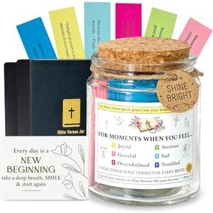 Bible Verse Jar, Inspirational Bible Message Verse Jar, Valentine Gifts for Women Mom Nana Sisters Bestie, Christian Gifts with Scriptures as Graduation Gift for Girls