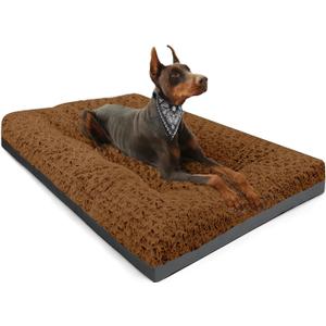 POCBLUE Deluxe Washable XXL Dog Bed for Large Dogs Dog Crate Mat 47 Inch Comfy Fluffy Kennel Pad Anti-Slip for Dogs Up to 110 lbs, 47" x 29", Brown
