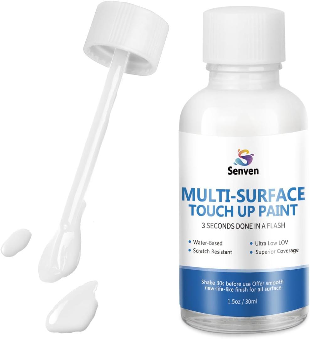 White Touch Up Paint High-Gloss Multi Surface Acrylic White Touch Up Paint Pen Scratch Repair for Metal, Walls ,Cabinets, Appliances, Wood, Door, Furniture, Enamel 1.5 Fl Oz 30ML