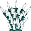 Mudder 100 Count Christmas Tree Lights Replacement Bulbs Mini Incandescent Christmas Lights 2.5v 0.425 Watt Warm Prelit Xmas Tree Decoration(Green Base with Warm White Bulb)