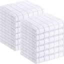 Homaxy 100% Cotton Terry Kitchen Towels(White, 13 x 28 inches), Checkered Designed, Soft and Super Absorbent Dish Towels, 12 Pack