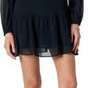 The Drop Womens Jordan Feminine Ruffle Detailed Mini Dress (Black, XXL)