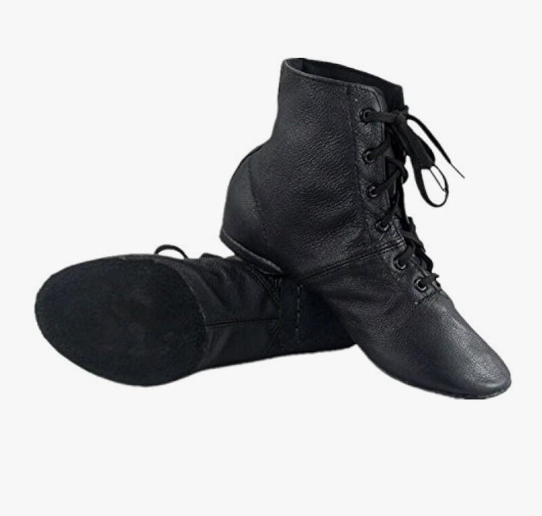 Cheapdancing Women’s Leather Practice Dancing Shoes Jazz Boots Soft-Soled High Boots, Black, 5Yrs size