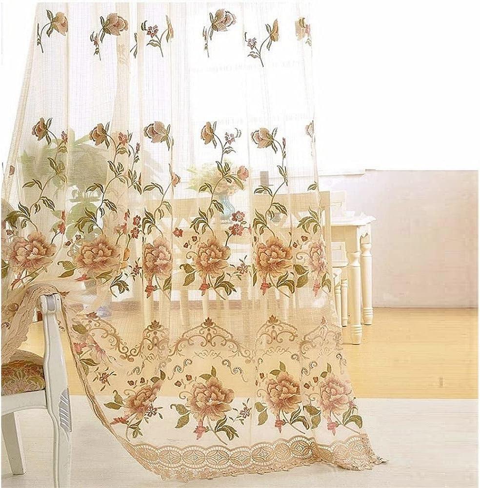 Luxury Embroidered Sheer Curtain for Living Room 84 inch Length Custom Romantic Elegant Luxurious Delicate Embroidery Drape Window Dressing Sheer Bedroom Rod Pocket Top 1 Panel 39x84 inch (Beige Flower-sheer) Luxury Embroidered Sheer Curtain for Living Room 84 inch Length Custom Romantic Elegant Luxurious Delicate Embroidery Drape Window Dressing Sheer Bedroom Rod Pocket Top 1 Panel 39x84 inch (Beige Flower-sheer)