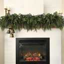 36Pcs Christmas Norfolk Pine Stems, 24'' Long Artificial Evergreen Norfolk Pine Branches, Real Touch Greenery Picks, Faux Floral Branch for Mantel DIY Xmas Home Decoration Indoor Christmas Decor